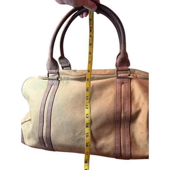Saari Duffle Bag Madras Weekend Luggage Gym Military Green Brown Canvas Leather - Picture 7 of 12